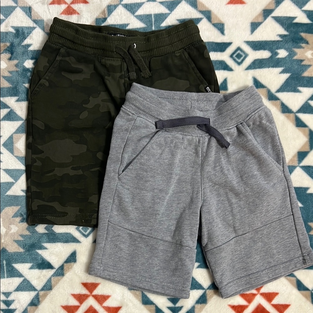 Kids Camo and Gray Shorts Set